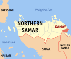 Map of Northern Samar with Gamay highlighted