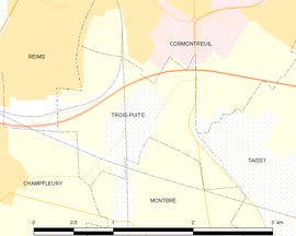 Mapa obce Trois-Puits