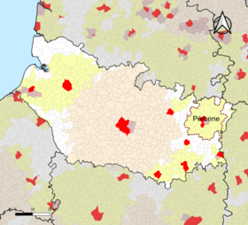 Localisation de l'aire d'attraction de Péronne dans le département de la Somme.