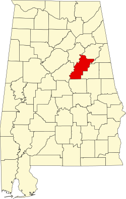 Karte von Talladega County innerhalb von Alabama