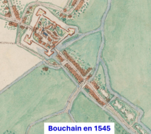 Bouchain en 1545 sur plan Deventer