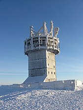 Communications tower on the Schneekopf in winter