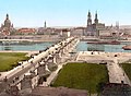 Image 19 Dresden Photochrom: Detroit Publishing Co. Restoration: Lise Broer An 1890s photochrom print of Dresden, the capital city of Saxony in Germany, with Dresden Frauenkirche (left), Augustus Bridge (centre), and Katholische Hofkirche (right) visible. Dresden in the early 20th century was a leading European centre of culture and science, but suffered heavy damage due to an Allied bombing on February 13, 1945.