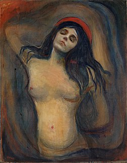 Madonna é o título habitual dado a uma composição do pintor expressionista norueguês Edvard Munch. Entre 1892 e 1895, Munch pintou várias versões da composição, mostrando uma figura feminina de peito nu, utilizando óleos sobre tela. Também produziu versões impressas (litografias) (definição 3 109 × 4 000)