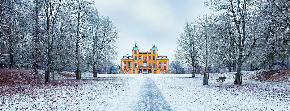 Schloss Favorite in Ludwigsburg, Germany, in winter.