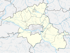 Mapa konturowa powiatu toruńskiego, po lewej nieco u góry znajduje się punkt z opisem „Czarnowo”