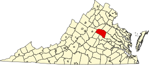 Map of Virginia highlighting Louisa County