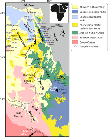 Carte géologique (en anglais) de l'Égypte.