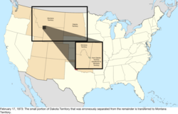 Map of the change to the United States in Central North America on February 17, 1873