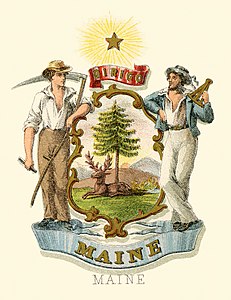 Coat of arms of Maine at Historical coats of arms of the U.S. states from 1876, by Henry Mitchell (restored by Godot13)