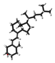 ▵ Molecuulmodel van vitamine D3 zoals het in mensen en dieren wordt geproduceerd