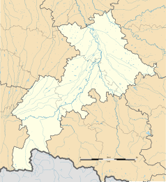 Mapa konturowa Górnej Garonny, u góry nieco na prawo znajduje się punkt z opisem „Gragnague”