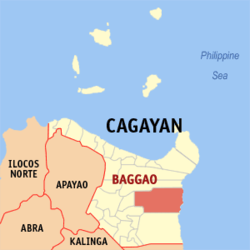 Mapa ng Cagayan na nagpapakita sa lokasyon ng Baggao.