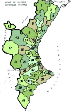 Demarcacións territoriais homologadas pola Generalitat Valenciana