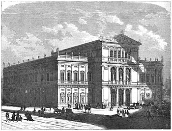 Musikvereinsgebäude 1870, Zeichnung von Vinzenz Katzler