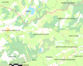 Mapa obce Fraisse-sur-Agout