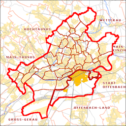 Sachsenhausens läge i Frankfurt am Main