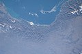 a view from ISS, Mediterranean Sea, Cinque Terre coast and Alpi Apuane mountains