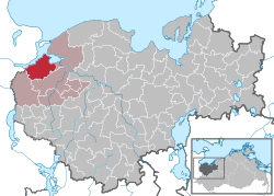 Elhelyezkedése Mecklenburg-Elő-Pomeránia térképén