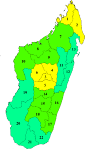 Ramani ya Madagaska mikoa 22