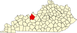 Locatie van Breckinridge County in Kentucky