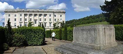 Lord Craigavon's grave, the eastern end of the Parliament Buildings are in the background