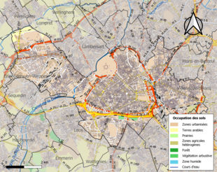 Carte en couleurs présentant l'occupation des sols.