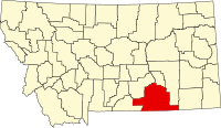 Map of Montana highlighting Big Horn County