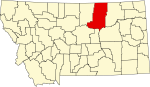 Map of Montana highlighting Phillips County