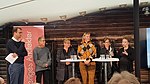 Amanda Lind i Almedalen 2019 under ett kultupolitiskt samtal med Sveriges Arkitekter.