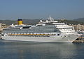 Vista de perfil del Costa Concordia en Palma de Mallorca en septiembre de 2011, unos meses antes del accidente.