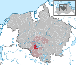 Läget för kommunen Gutow i Landkreis Rostock