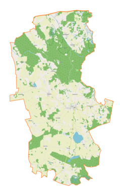 Mapa konturowa gminy Srokowo, na dole nieco na lewo znajduje się punkt z opisem „Szczeciniak”