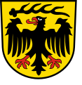 Wappen des Landkreises Ludwigsburg mit Grüninger Reichsadler und Württemberger Hirschstange