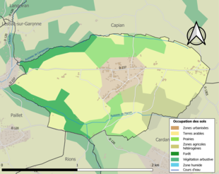 Carte en couleurs présentant l'occupation des sols.