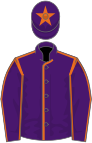 Purple, orange seams, purple cap, orange star