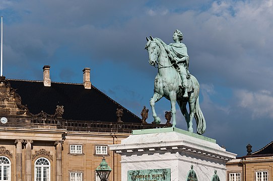 Frederik V statue in Amalienborg Palace in Copenhagen.