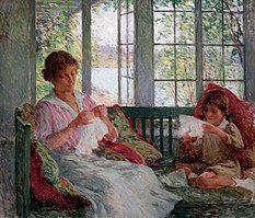 Willard Metcalf, My Wife and Daughter, ca. 1917