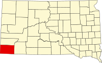 Map of Južna Dakota highlighting Fall River County