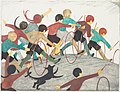 Ethel Spowers, Children’s hoops, 1936, Linolschnitt. Schenkung von Rex Nan Kivell, 1953. Museum of New Zealand Te Papa Tongarewa (1953-0003-329)