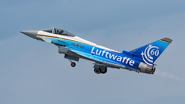 Eurofighter Typhoon EF2000 (reg. 30+68) of the German Air Force (Deutsche Luftwaffe, Taktisches Luftwaffengeschwader 74) at ILA Berlin Air Show 2016.