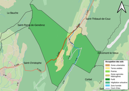 Carte en couleurs présentant l'occupation des sols.