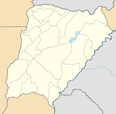 Mapa konturowa prowincji Corrientes, na dole znajduje się punkt z opisem „Monte Caseros”