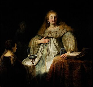 Judith at the Banquet of Holofernes (previously known as Artemisia), by Rembrandt, from Prado in Google Earth