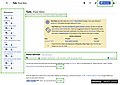 An annotated mockup showing the proposed design for desktop wikitext talk pages.