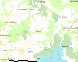 Mapa obce Belloc