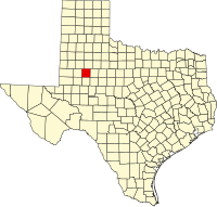 Map of Texas highlighting Borden County