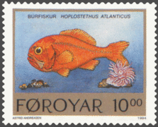 Búrfiskur - Orange roughy (Hoplostethus atlanticus) - Faroese stamps 1994.