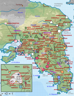 Map of municipalities (demoi) of Ancient Athens in ancient Attica