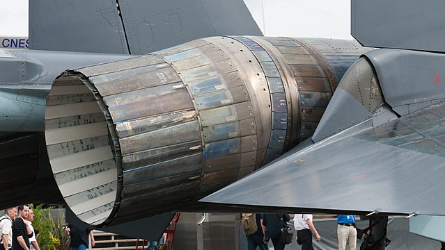 Thrust vectoring nozzle on a Sukhoi Su-35S.